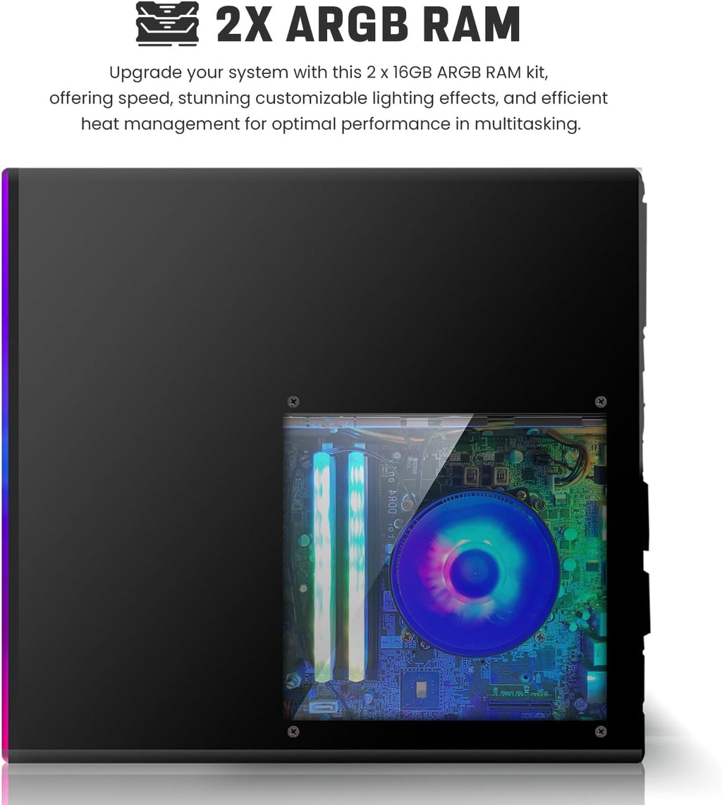 Hp Desktop Computer PC – Intel Core i5, 16GB ARGB RAM, 512GB SSD, 32 Inch Curved Monitor, RGB Keyboard with AI Copilot Key and Mouse, RGB Soundbar, Windows 11(Renewed)