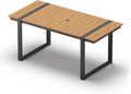 Outdoor Dining Table for 6, HDPS+ Aluminum Patio Dning Table with U-Shape Leg, Size: 67.4'*32.3'*29.6',Modern Rectangular Table for Lawn, Garden (Gray-Teak)