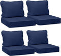 AAAAAcessories Outdoor Seat Cushions for Chairs, Fade-Resistant, Waterproof Patio Furniture Replacement Cushions, 22' x 22' x 3' + 22' x 17', Set of 4, Navy Blue