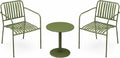 Alpine Corporation VTFAM152A Metal Outdoor Bistro Set, 3-Piece Patio Conversation Set with Round Side Table & 2 Chairs, Weather-Resistant Steel Frame, Compact Balcony Furniture, Green