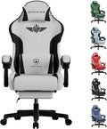 GTPLAYER Gaming Chair, Computer Office Chair Lumbar Support, Linkage Armrests and Footrest, Ergonomic Game Chair for Adults with Extended Backrest, Fabric, Grey