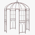 Giantex Birdcage Shape Garden Arbor, 8.4ft High x 7ft Wide, Metal Gazebo Arch Pergola Pavilion for Climbing Plants Party Wedding Ceremony Decor Outdoor, 16 Ground Stakes, Easy Assembly (Bronze)