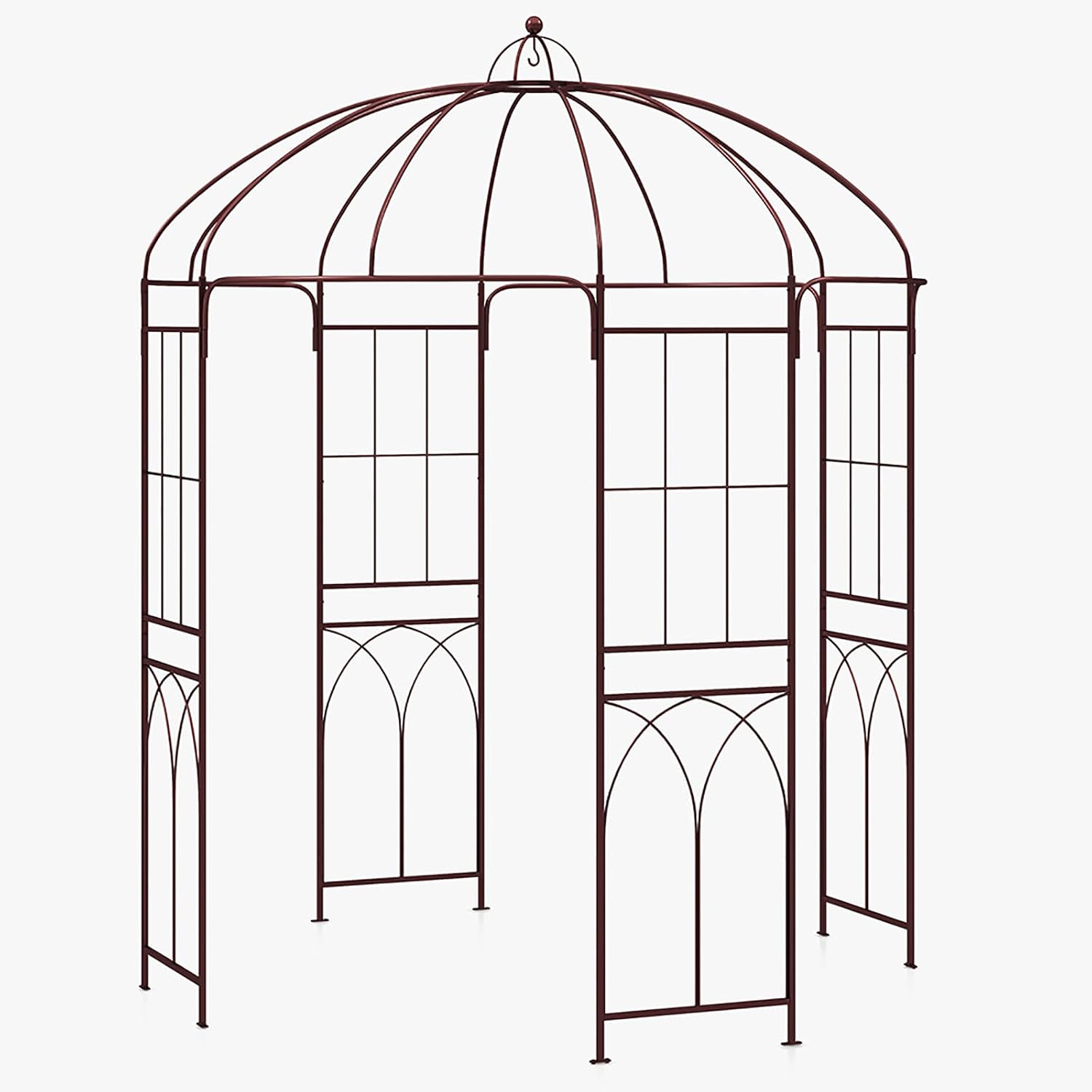 Giantex Birdcage Shape Garden Arbor, 8.4ft High x 7ft Wide, Metal Gazebo Arch Pergola Pavilion for Climbing Plants Party Wedding Ceremony Decor Outdoor, 16 Ground Stakes, Easy Assembly (Bronze)