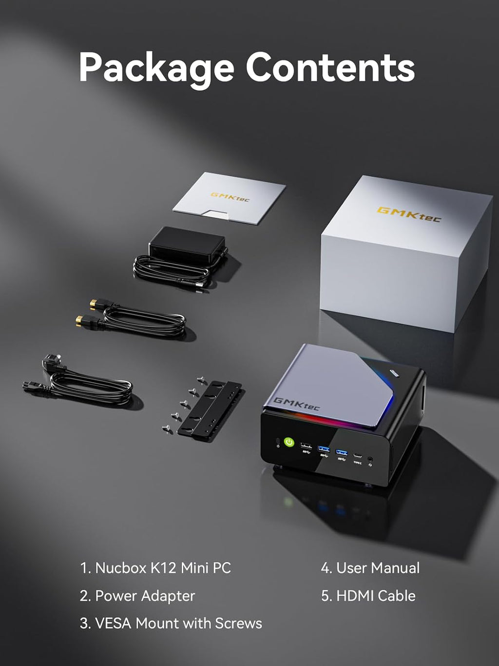GMKtec K12 Gaming Mini PC Oculink AMD Ryzen 7 H 255 (Upgraded 8745HS) 32GB DDR5 RAM 512GB SSD, Desktop Computer Radeon 780M Graphics, 3X M.2 2280 Storage Expansion, Dual NIC 2.5G, HDMI 2.1, USB4