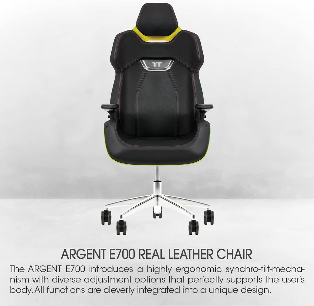 Thermaltake Argent E700 Real Leather Gaming Chair (Sanga Yellow) Design by Studio F. A. Porsche, GGC-ARG-BYLFDL-01