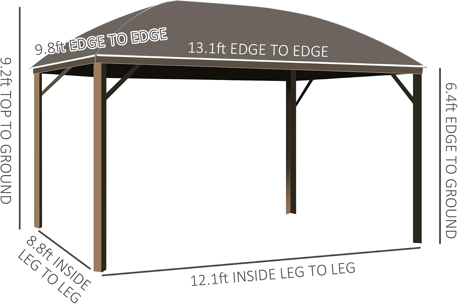 Outsunny 10' x 13' Hardtop Gazebo Canopy with Galvanized Steel Roof, Aluminum Outdoor Pavilion Gazebo with Top Hook, Netting, and Curtains for Patio, Garden, Backyard, Deck, Dark Gray