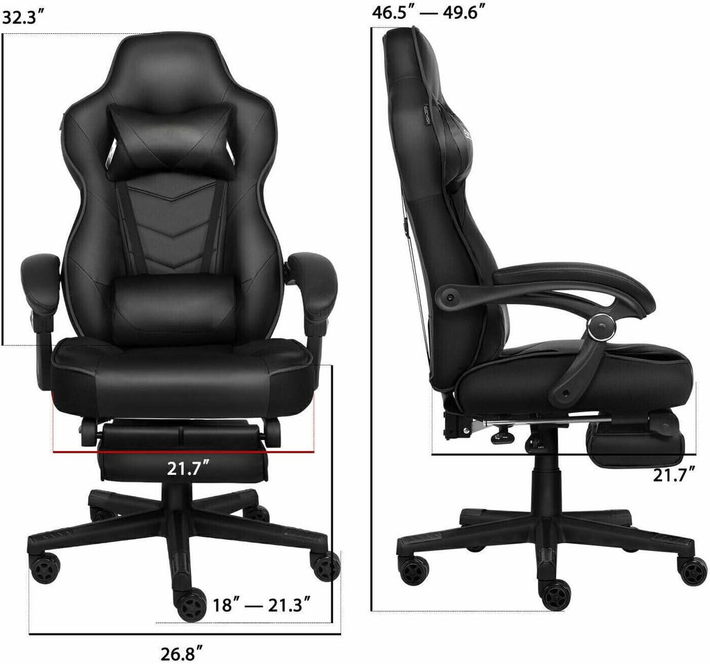 ELECWISH Gaming Chair, Reclining Computer Chair with Footrest and Lumbar Support, High Back Ergonomic for Adults with Headrest PU Leather