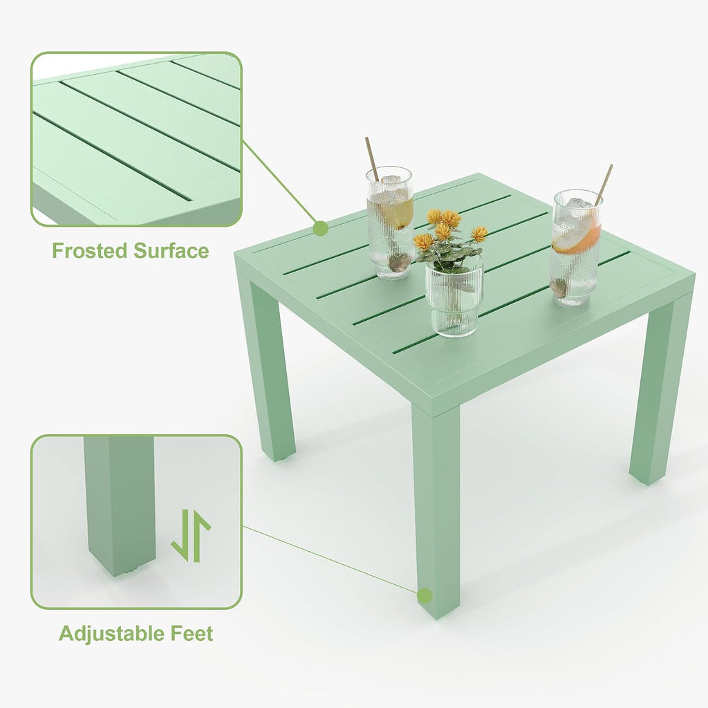 GarveeLife 3 Pieces Patio Furniture Set, Metal Outdoor Furniture with 2 Chairs and Coffee Table, Modern Bistro Set for Garden, Balcony, Porch, Light Green