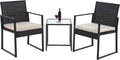 FDW Outdoor Patio Furniture Set,3 Pieces Wicker Modern Bistro Set Conversation Sets with Coffee Table for Yard and Bistro