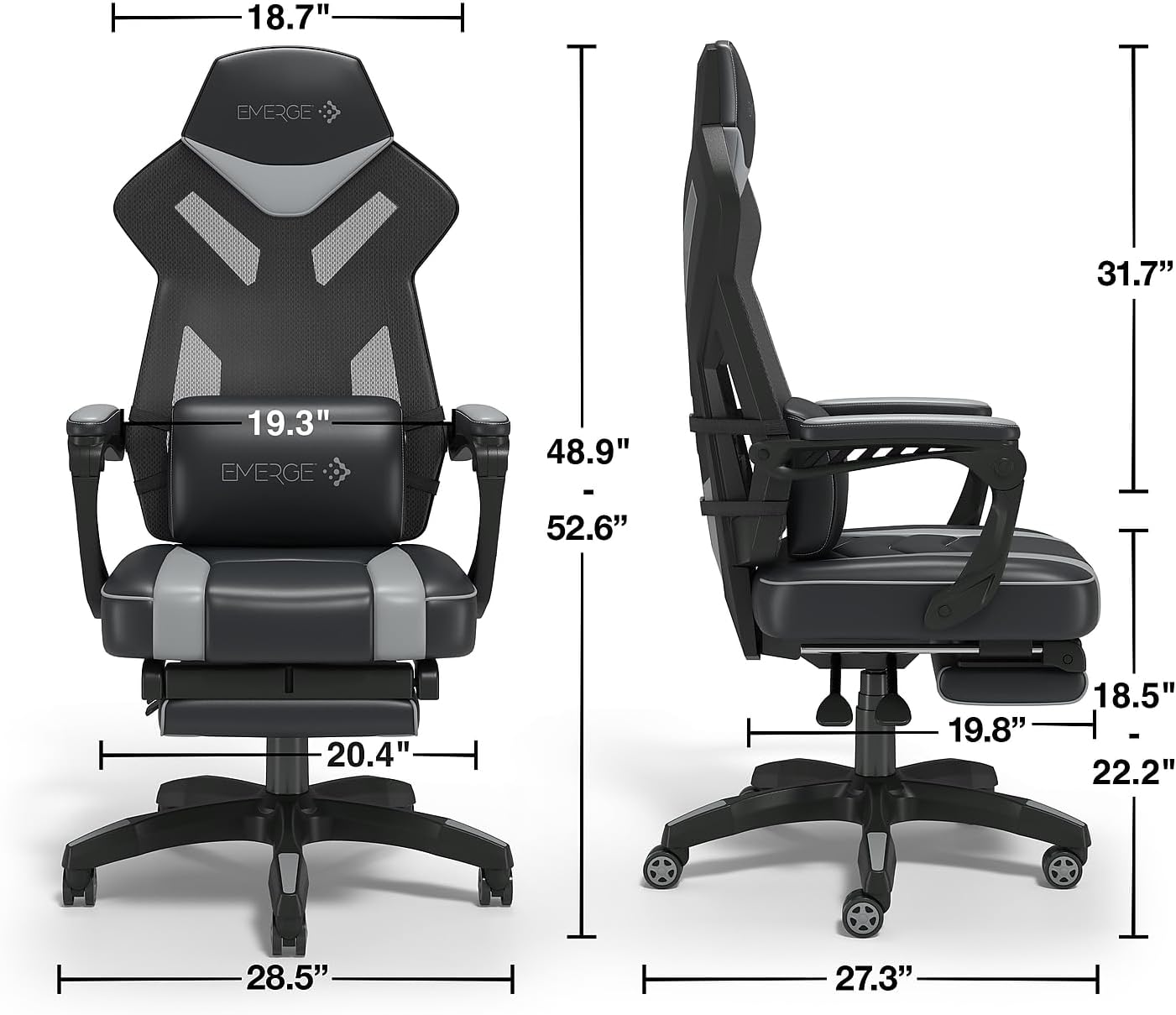Staples Emerge Vomax Gaming Chair, Ergonomic, Adjustable Height, Swivel, Black