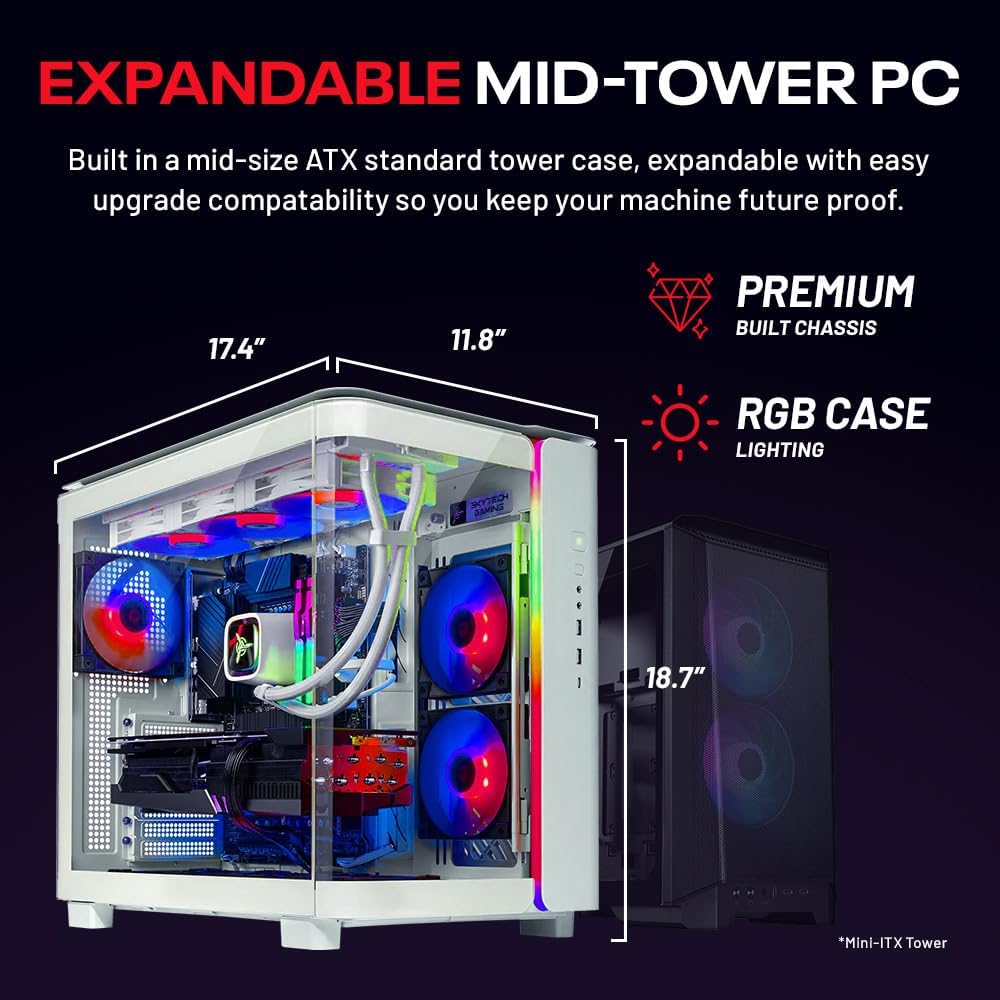 Skytech Gaming King 95 Gaming PC, AMD Ryzen 7 9800X3D 4.7GHz, NVIDIA RTX 5070 Ti 16GB VRAM, 1TB Gen4 NVMe SSD, 24GB DDR5 RAM 6000, 850W Gold ATX 3 PSU, 360 ARGB AIO, WI-FI 5, Windows 11, Desktop