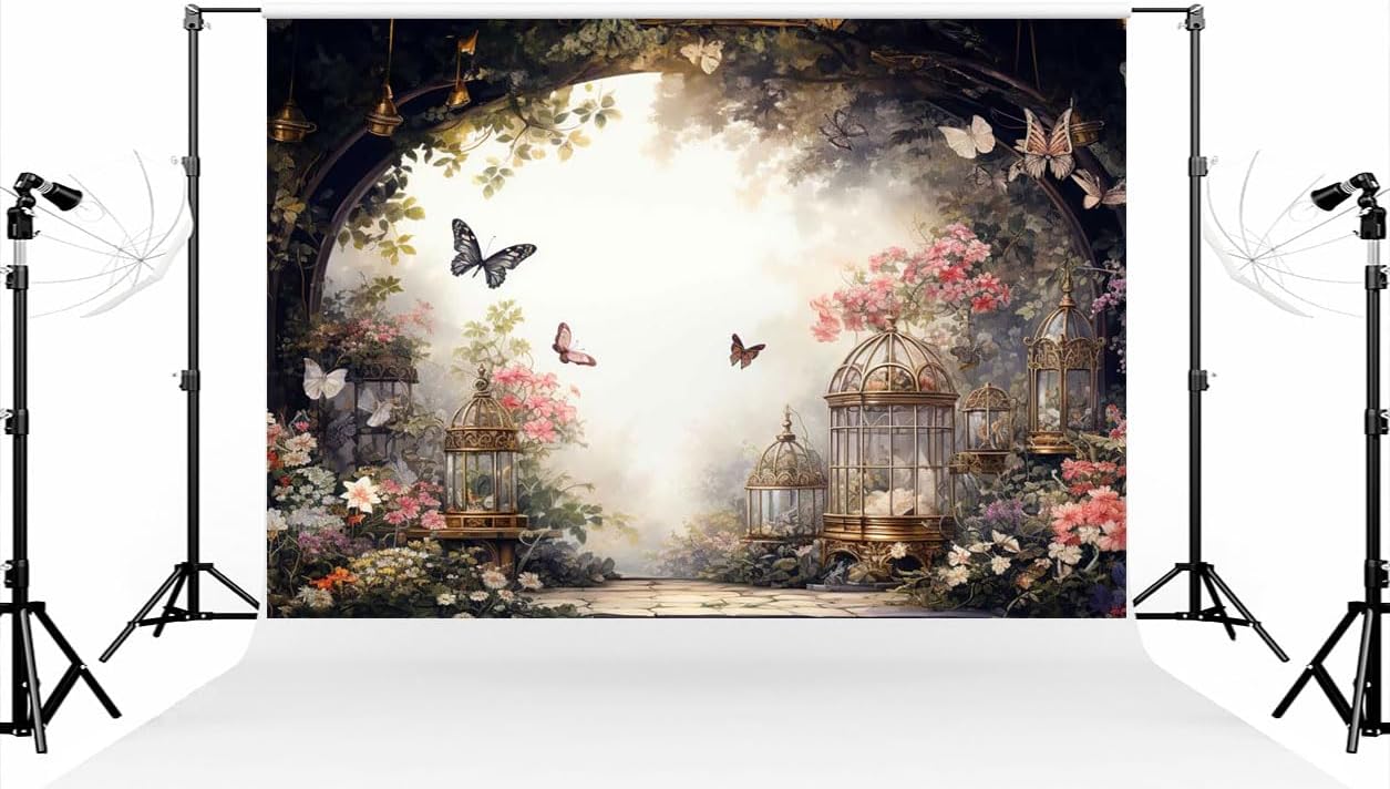 Kate 10×8ft Spring Garden Butterfly Photo Backdrop Flower Decoration Interior Photography Background for Photo Studio Photographer Props
