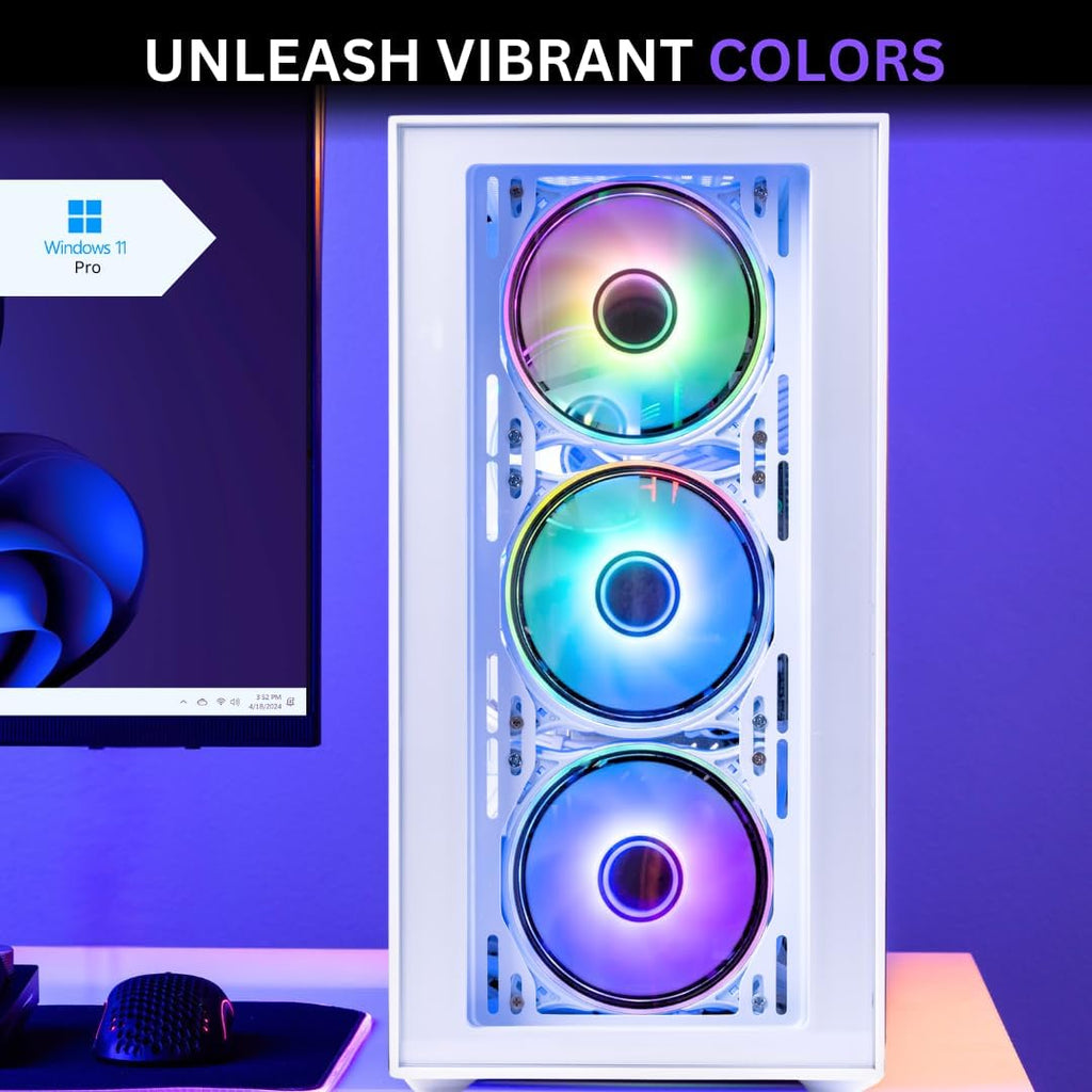 NOVATECH Phantom - Prebuilt Gaming PC Desktop Computer - Core Xeon i7 3.5GHz - RX580-16GB RAM - 512GB M.2 SSD WiFi/BT, Win 11 - Gaming Computer Tower - Pre Built PC Gaming - 1 Year Warranty (White)