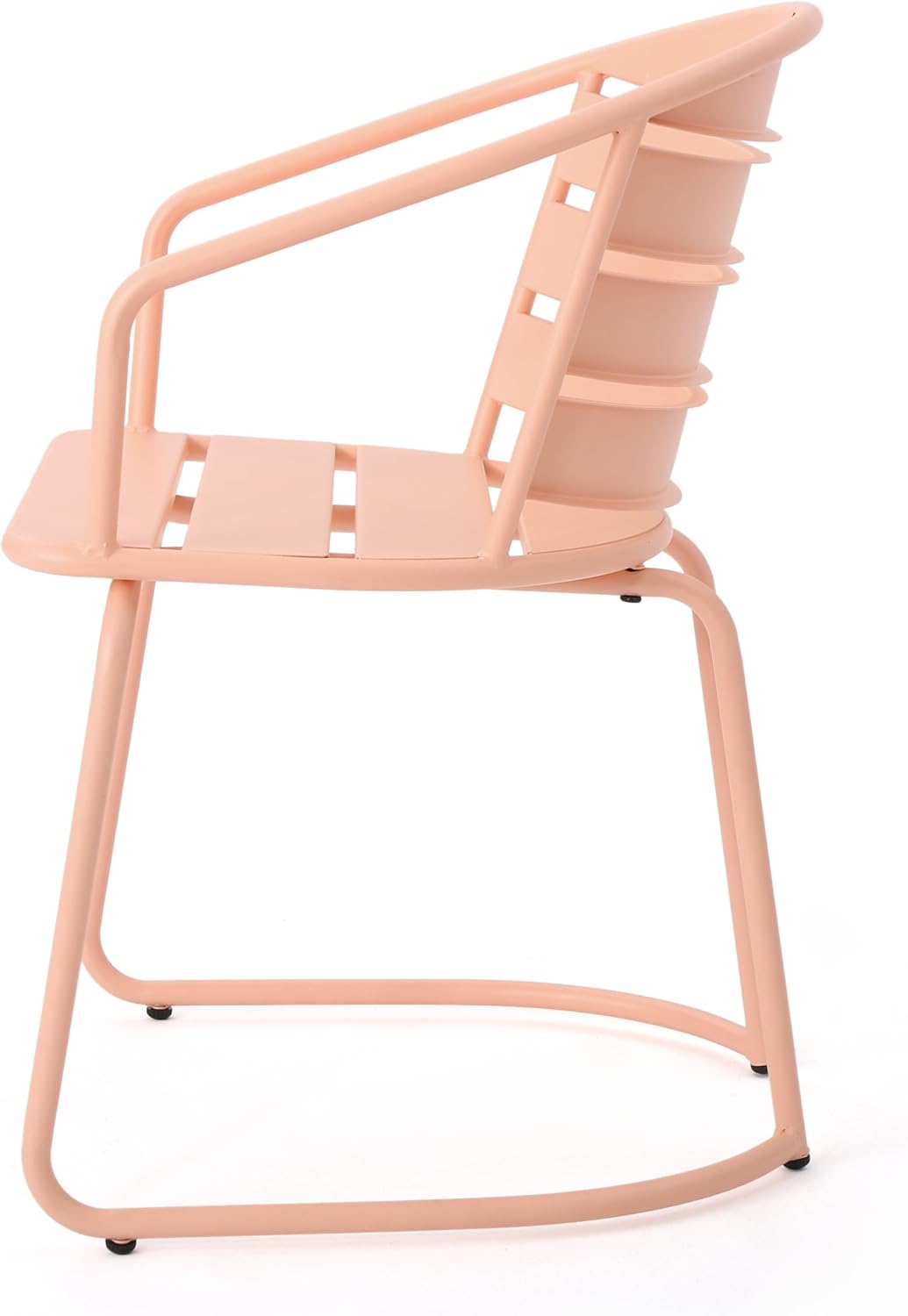 Christopher Knight Home Adley Outdoor Bistro Set, 3-Piece Bistro Table and Chair Set of 2, Patio Furniture Set with Iron Frame, Bistro Dining for Poolside Garden Cafeteria, Matte Coral