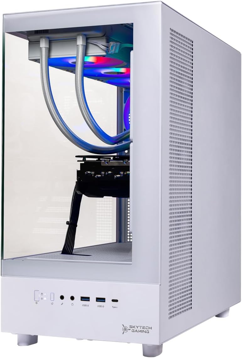 Skytech Gaming Azure 3 Gaming PC, AMD Ryzen 7 7800X3D 4.2GHz, NVIDIA RTX 5060 Ti 16GB VRAM, 1TB Gen4 NVMe SSD, 16GB DDR5 RAM 6000, 650W Gold PSU, 360 ARGB AIO, WI-FI 5, Windows 11, Desktop