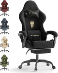 Huracan Velvet Fabric Racing Gaming Chair for Adults - Ergonomic Gamer Chair with Massage Lumbar, Footrest & Spring Cushion | Home Office/Video Game Chair, Black