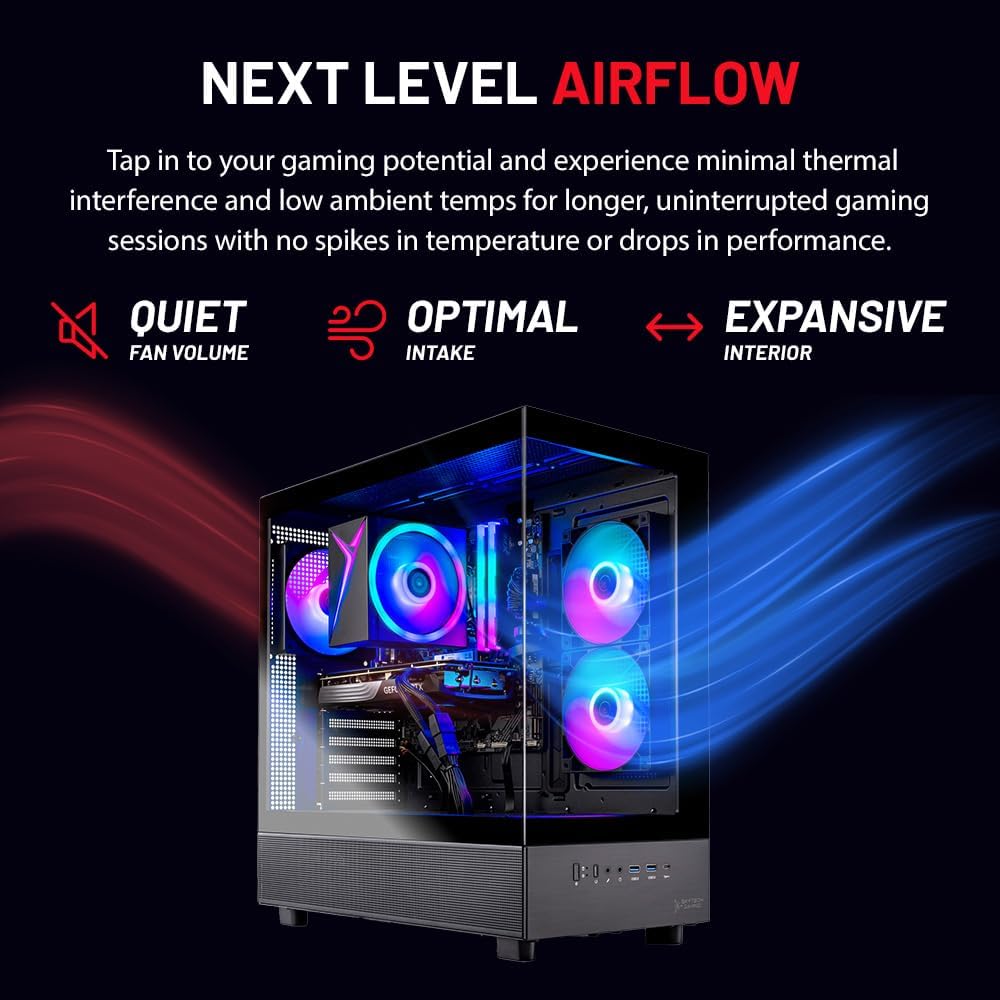 Skytech Gaming Azure 3 Desktop PC, Ryzen 5 9600X 3.9 Ghz (5.4GHz Turbo), NVIDIA RTX 5060 Ti 16GB, 1TB Gen4 NVMe SSD, 16GB DDR5 RAM 5200, 650W Gold PSU, Wi-Fi, Win 11