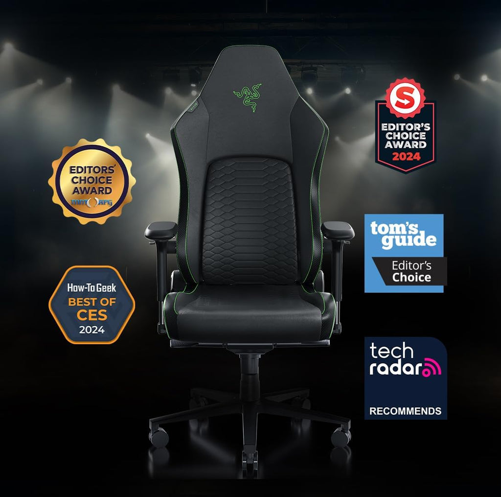 Razer Iskur V2 Gaming Chair: Adaptive Lumbar Support - Adjustable Lumbar Curve - High Density Foam Cushions - Reactive Seat Tilt &152-degree Recline - 4D Armrests - Synthetic Leather - Black
