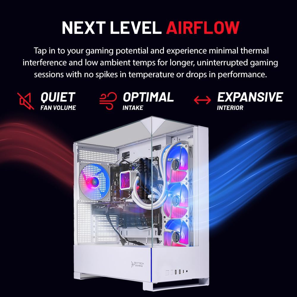 Skytech Gaming Archangel 5 Gaming PC, AMD Ryzen 7 7800X3D 4.2GHz, NVIDIA RTX 5060 Ti 16GB, 1TB NVMe SSD, 32GB DDR5 RAM 6000, 750W Gold PSU, 360 ARGB AIO, Wi-Fi, Win 11, Desktop