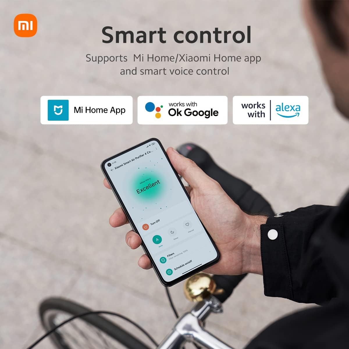 Xiaomi Air Purifiers for Home Bedroom, H13 True HEPA Filter, Ultra Quiet, Smart Control, Air Quality Sensor, Small Large Room Cleaner for Pets, Dust, Allergies, Wildfire, Smoke, Auto, 4 Compact