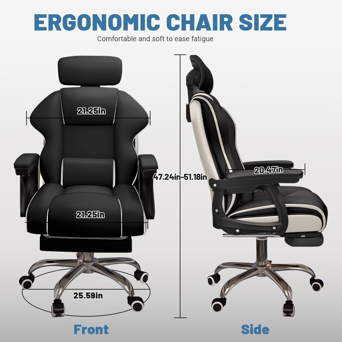 Executive Computer Chair Home Office Desk Chair,Adjustable Angle, Ergonomic Adjustable Height PU Leather Chairs with Cushions Armrest for Long Time Seating-High Office Chair with Footrest