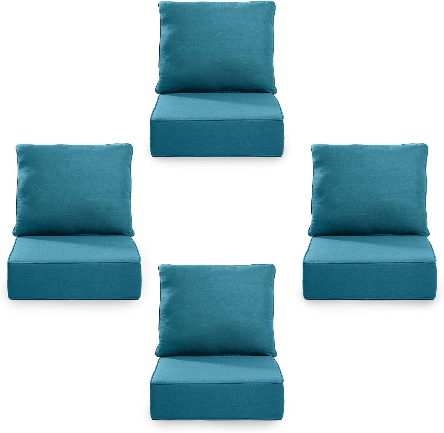 6' Thick Outdoor Cushion, 24*24*6' Patio Furniture Cushions with Waterproof Patio Furniture Cushions with Removable Cover, 28D High Density Patio Cushion for Outdoor Furniture, Green-4pcs