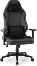 Giantex Gaming Chair, Video Game Chair with Magnetic Headrest & Lumbar Support, Ergonomic Computer Chair w/Rocking Function & 2D Armrests, Height Adjustable Swivel Task Chair, Black