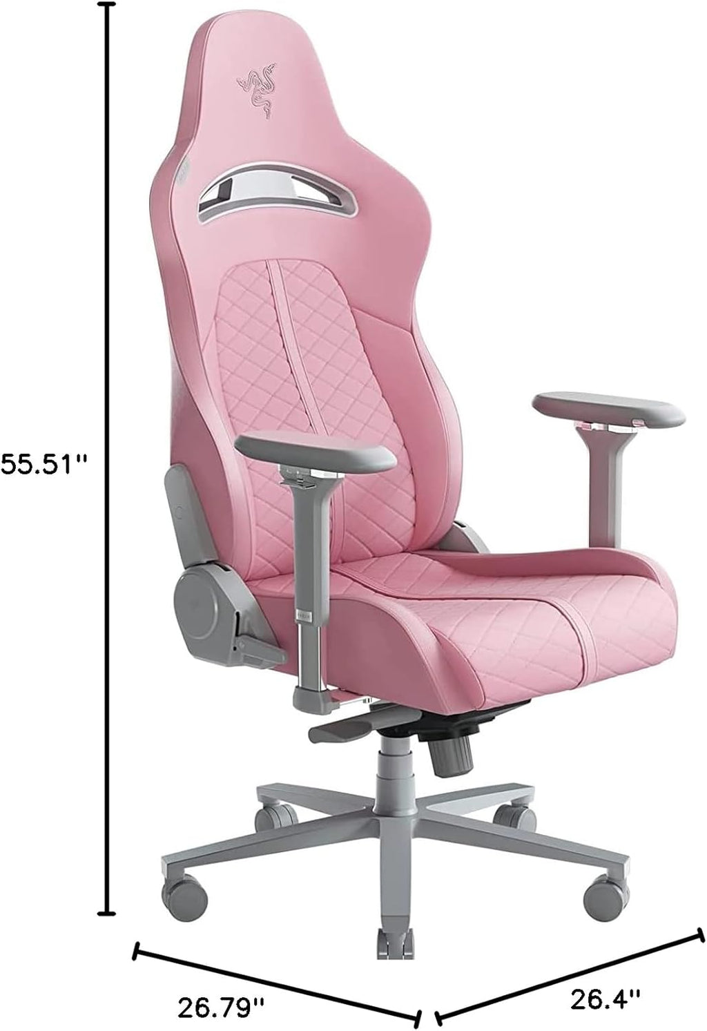 Razer Enki Gaming Chair: All-Day Comfort - Built-in Lumbar Arch - Optimized Cushion Density - Dual-Textured, Eco-Friendly Synthetic Leather - Reactive Seat Tilt & 152-Degree Recline - Pink