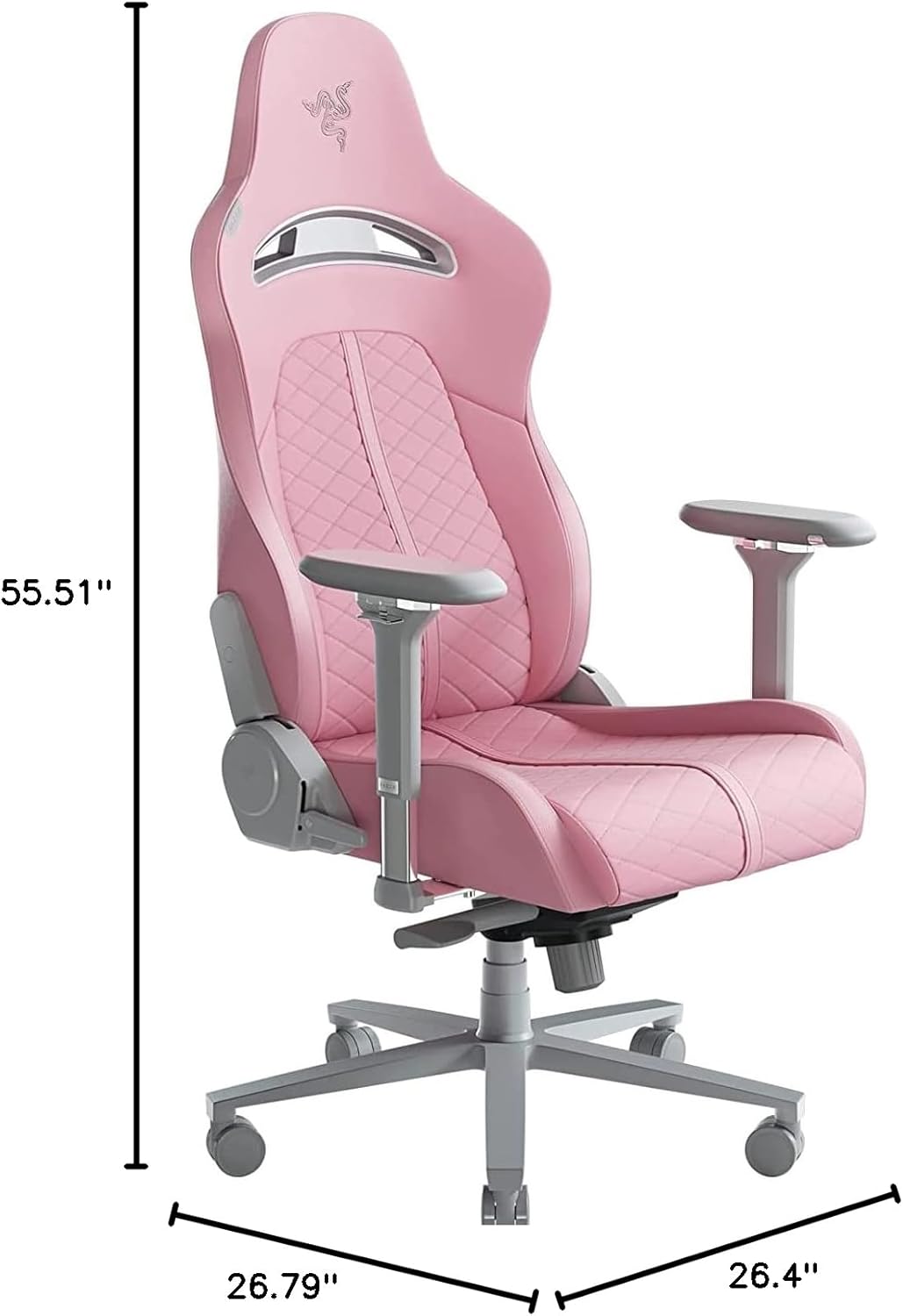 Razer Enki Gaming Chair: All-Day Comfort - Built-in Lumbar Arch - Optimized Cushion Density - Dual-Textured, Eco-Friendly Synthetic Leather - Reactive Seat Tilt & 152-Degree Recline - Pink
