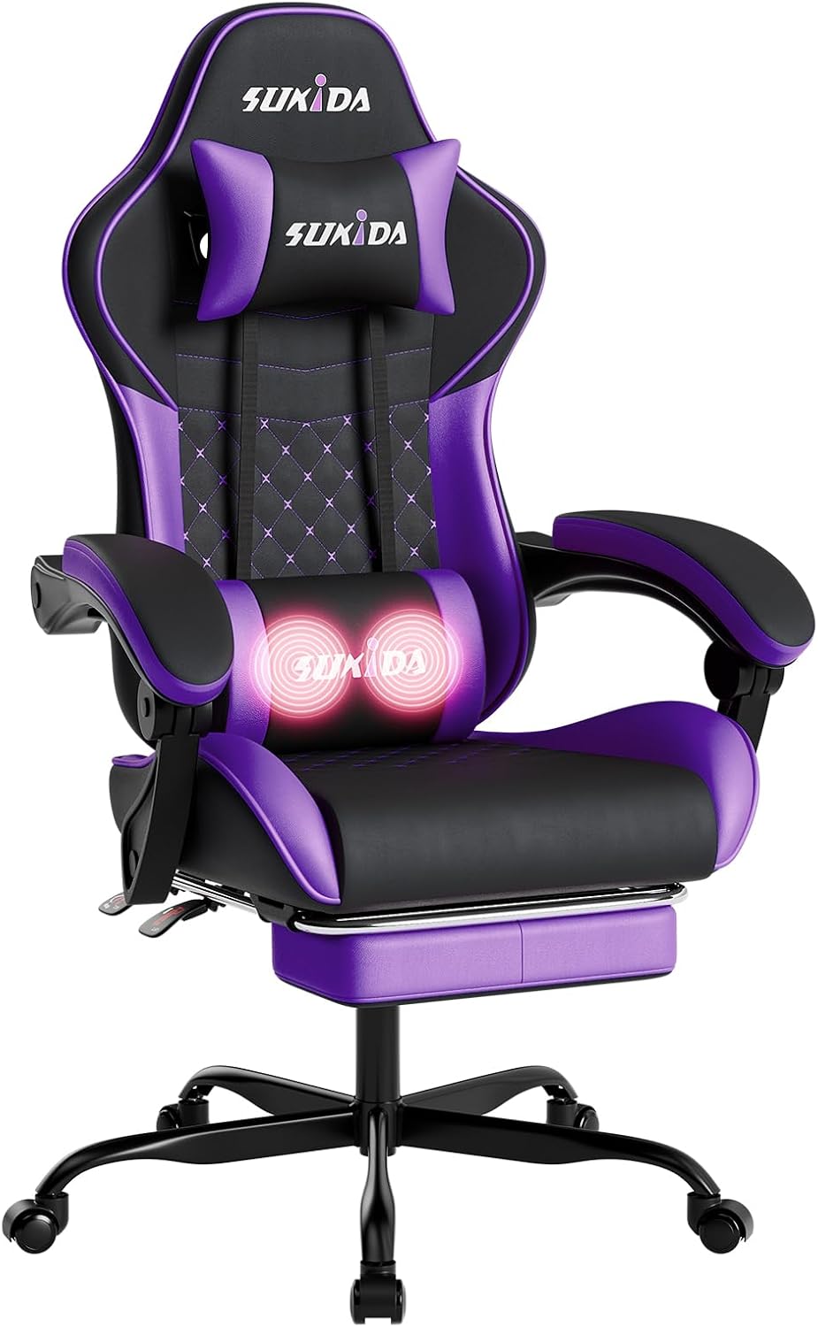 Ergonomic Video Gamer Chairs Gaming Computer Chair Gamer Chairs for Adults Massage Lumbar Support Swivel Height Adjustable Headrest Backrest