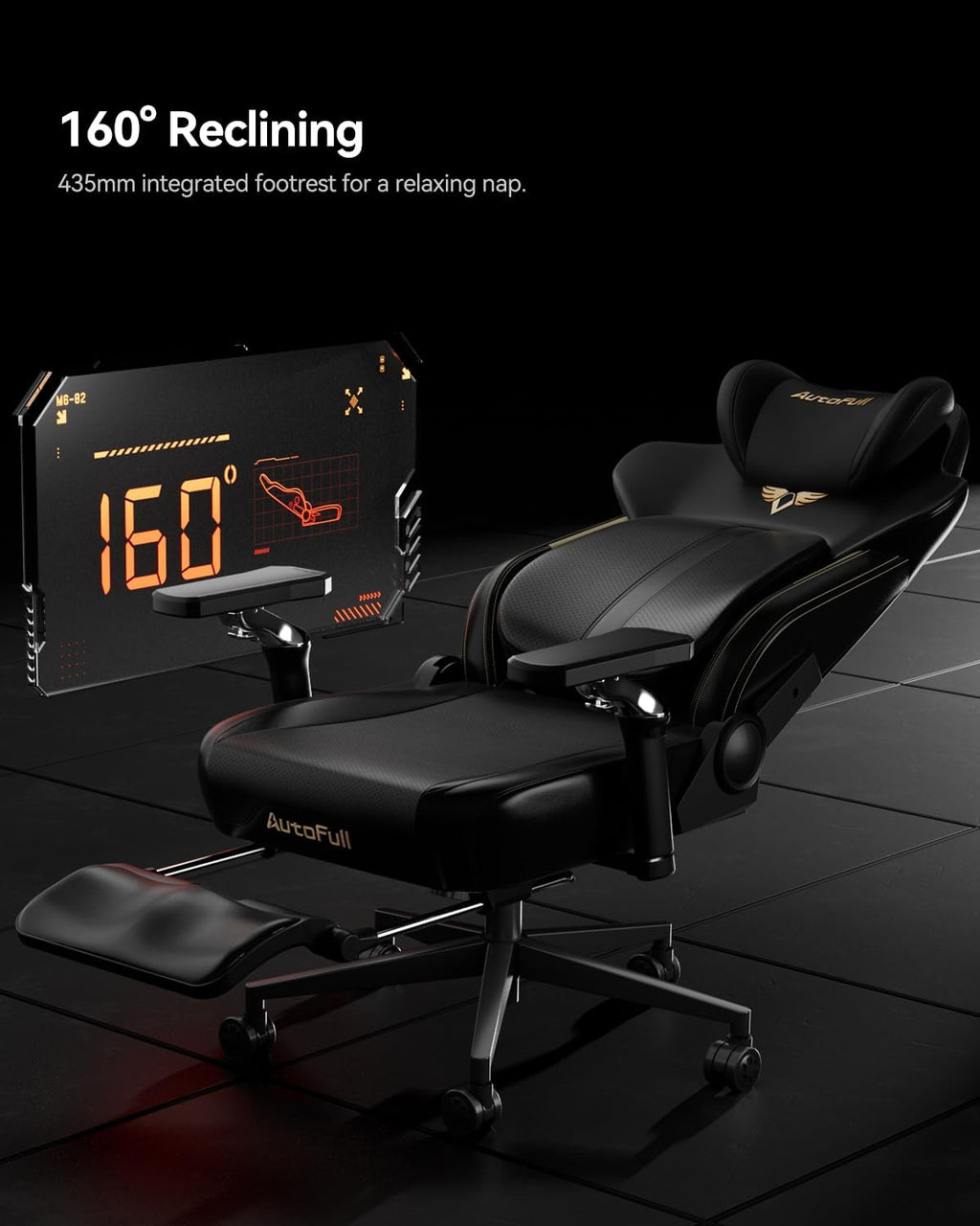 AutoFull M6 Ergonomic Gaming Chair – with 3rd-Gen Dynamic Lumbar Support, Lumbar & Leg Massage, Ventilated & Heated Seat, 360° Mechanical Armrests, Retractable Footrest (Black)
