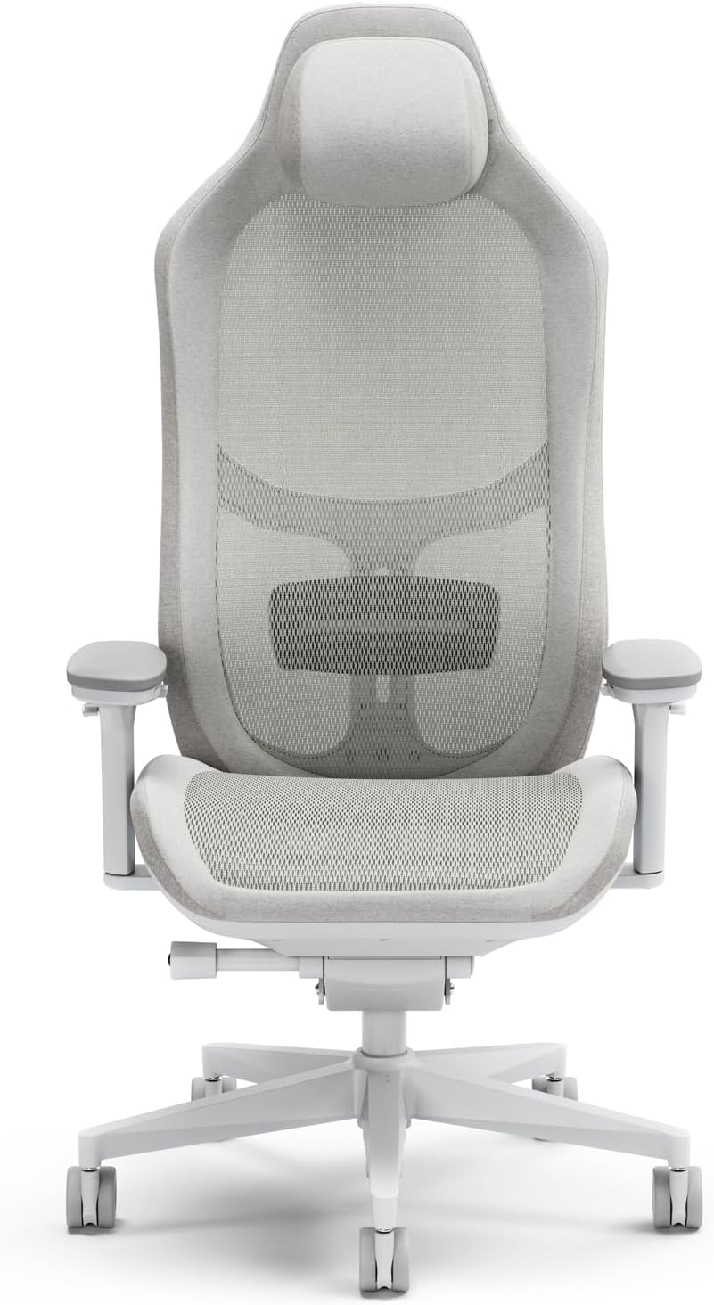 Fractal Design Refine Mesh Light Gaming Chair - Ergonomic Office Desk Chair Functionality with 4D Adjustable Armrests, High-Back Support, Lumbar Cushion, and Breathable Mesh