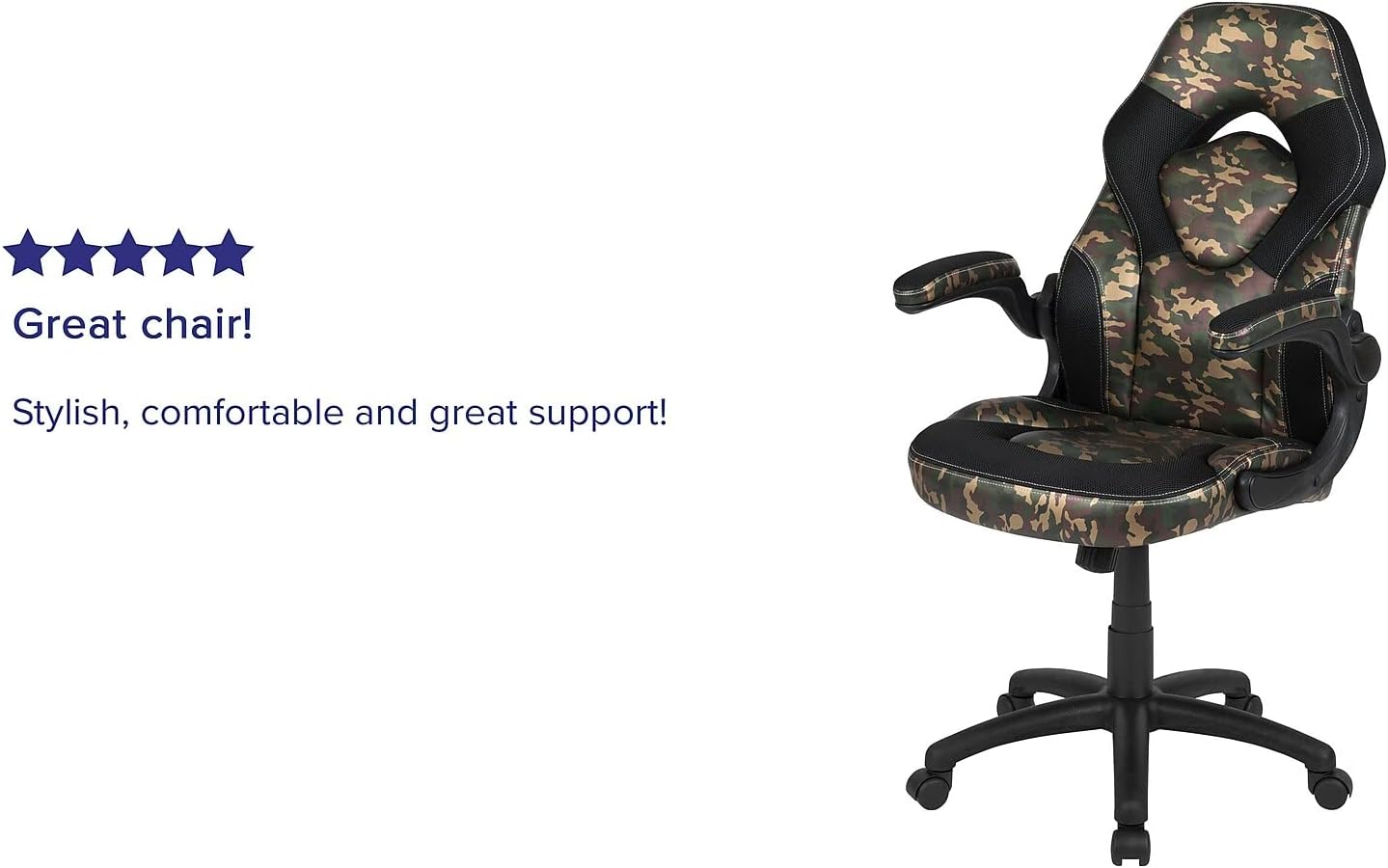 Flash Furniture X10 Gaming Chair Racing Office Ergonomic Computer PC Adjustable Swivel Chair with Flip-up Arms, Camouflage/Black LeatherSoft