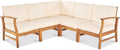 Christopher Knight Home Perla 5 Piece Patio Furniture Set, 5 Seater Acacia Wood Outdoor Corner Sofa Set, Patio Sectional Sofa Couch with Water Resistant Cushions, Teak+Cream