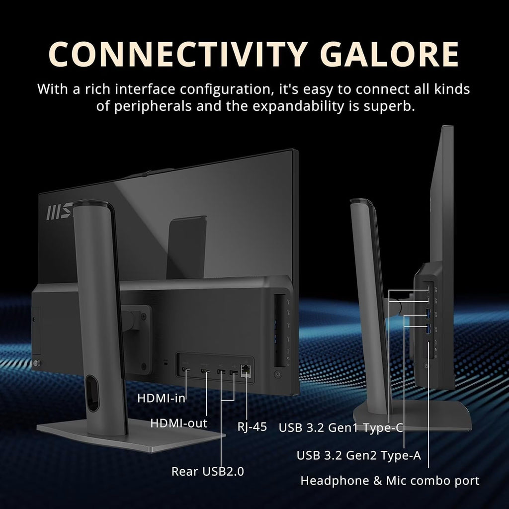 msi Modern 24' All-in-One Touchscreen Desktop, 10-core Intel Core 7 150U CPU(5.4GHz), IPS FHD (1920X1080) Display, 16GB DDR5 RAM, 1TB SSD Plus 1TB HDD, HDMI in&Out Wireless KB& Mouse, Win 11, Black
