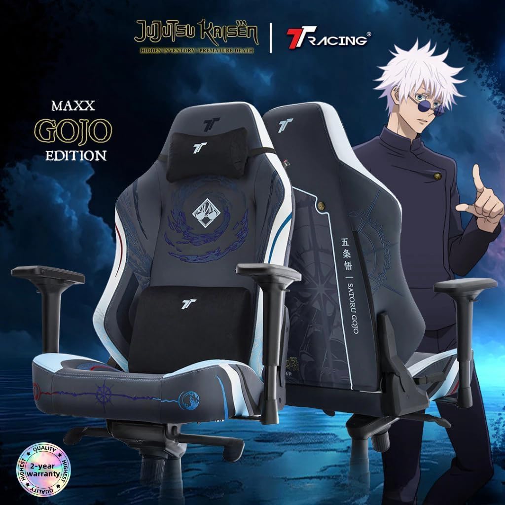 TTRACING Guardian Jujutsu Kaisen Gojo Gaming Chair, Office Chair High Back Computer Chair Leather Desk Chair Racing Executive Ergonomic Adjustable Swivel Task Chair with Headrest and Lumbar Support