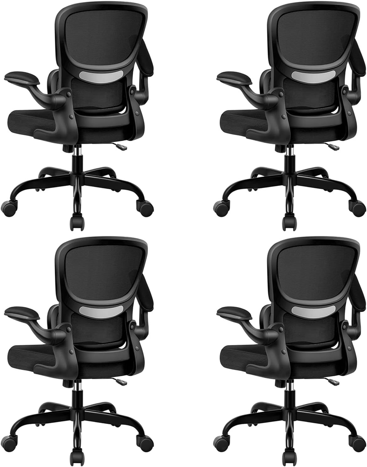 BESTFAIR Office Chair Ergonomic Desk Chair, Breathable Mesh Comfy Chair with Lumbar Support, Computer Chair, Home Desk Chair with Flip-up Armrests, Gaming Chair for Adults Home Office