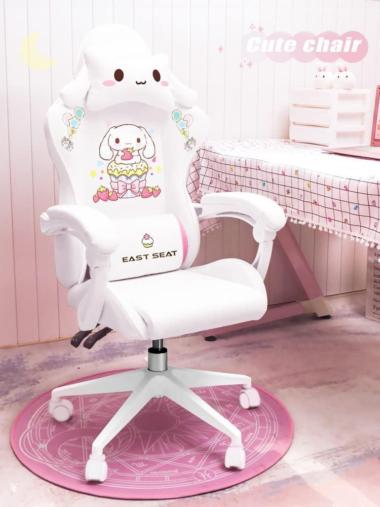 Gaming Chair Adults Gaming Chair Girls Cute Computer Leather Armchair Office Home Swivel Lifting Adjustable Chair