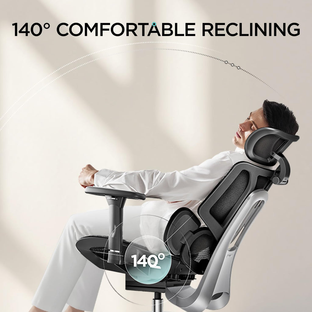 Hbada E3 Air Ergonomic Office Chair, Big and Tall Office Chair - with 3-Zone Dynamic Lumbar Support, 3D Adjustable Headrest, 3D Adjustable Armrests, Swivel Computer Chair, Black(No Footrest)