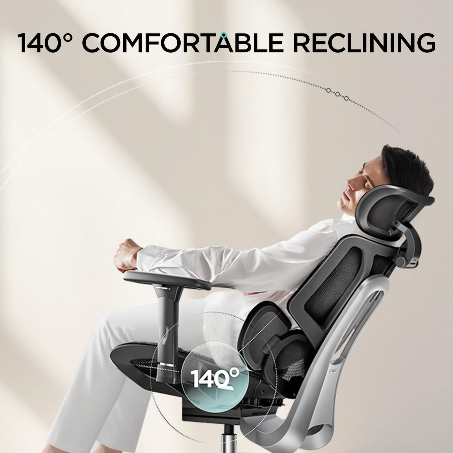 Hbada E3 Air Ergonomic Office Chair, Big and Tall Office Chair - with 3-Zone Dynamic Lumbar Support, 3D Adjustable Headrest, 3D Adjustable Armrests, Swivel Computer Chair, Black(No Footrest)