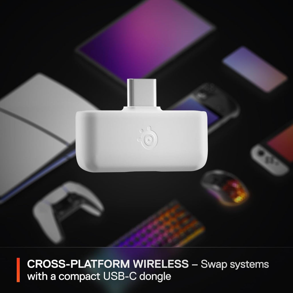 SteelSeries Arctis Nova 5 Wireless Multi-System Gaming Headset — White — Neodymium Magnetic Drivers — 100+ Audio Presets — 60 HR Battery — 2.4GHz or BT — Gen2.X Mic — PC, PS5, PS4, Switch, Mobile