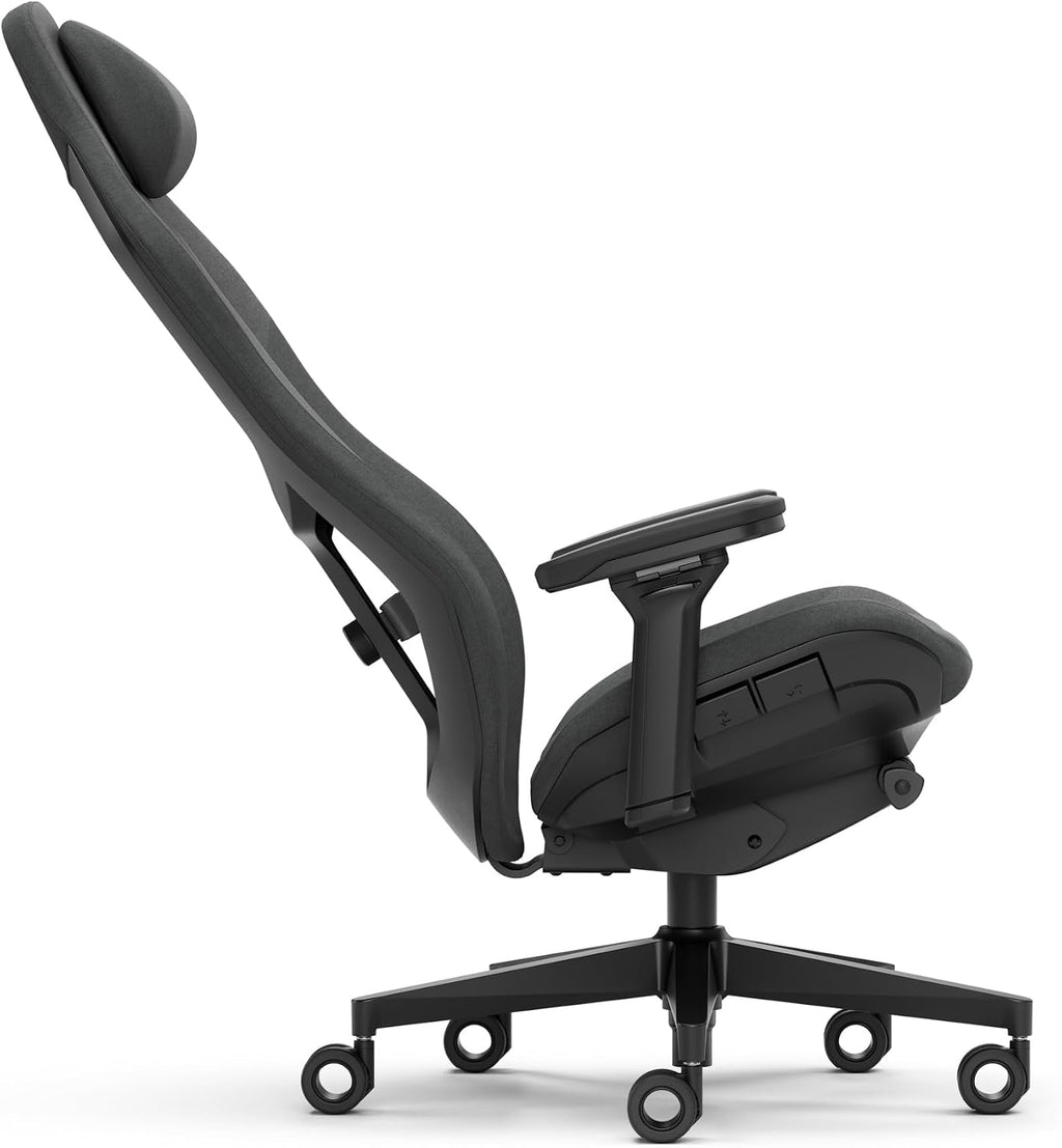 Fractal Design Refine Fabric Dark Gaming Chair - Ergonomic Office Desk Chair Functionality with 4D Adjustable Armrests, High-Back Support, Lumbar Cushion, and Premium Fabric