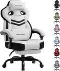 GTPLAYER Gaming Chair, Computer Chair with Footrest and Lumbar Support for Adults, 360°-Swivel Big & Tall Reclining Seat for Office or Gaming (White)