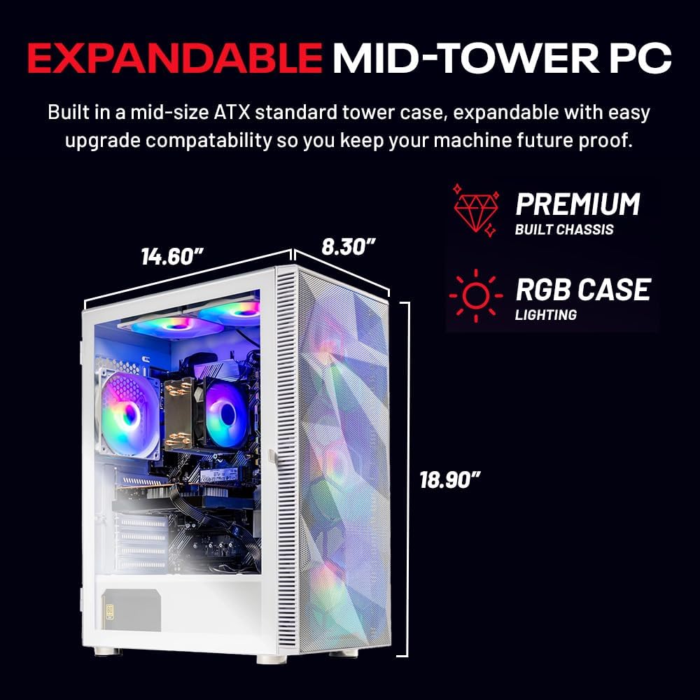 Skytech Gaming Storm Gaming PC, AMD Ryzen 5 5500 3.6GHz, NVIDIA RTX 3050 6GB VRAM, 1TB NVMe SSD, 16GB DDR4 RAM 3200, 650W Gold PSU, WI-FI 5, Windows 11, Desktop