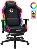 HOFFREE RGB LED Gaming Chair for Kids Reclining Gaming Chairs for Teens 8-15 Computer Chair with RGB Lights Kids PC Game Chair with Footrest and Lumbar Support Video Game Chairs Black