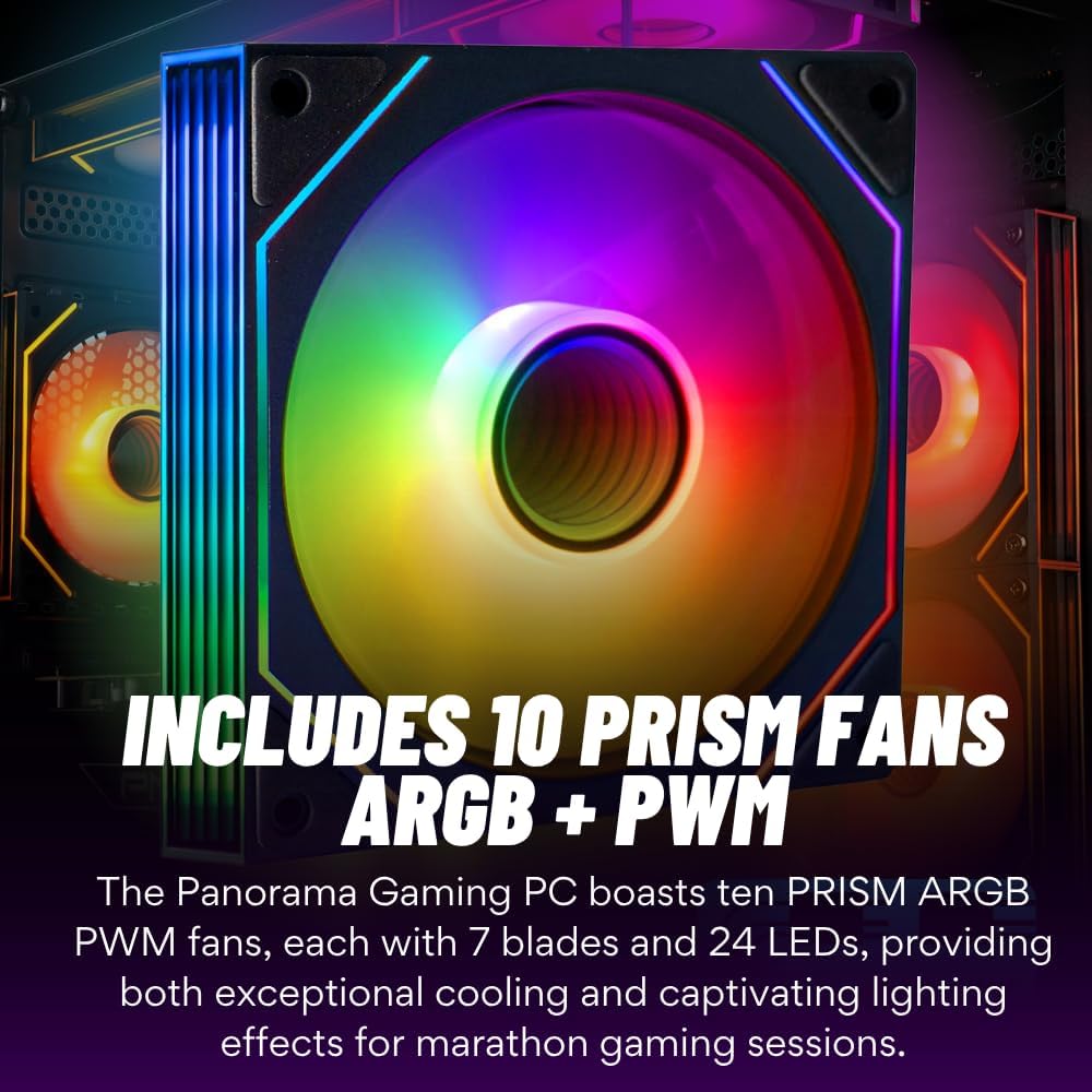 Panorama XL RTX 5080, AMD Ryzen 9 9900X, 32GB DDR5 RAM, 2TB NVMe Gen4 SSD, HDMI, WaterCooled, RJ45, Windows 11 Pro, 3 Year Warranty, RGB Keyboard+Mouse, WiFi 7+BT, HDMI, Prebuilt Gaming Desktop PC