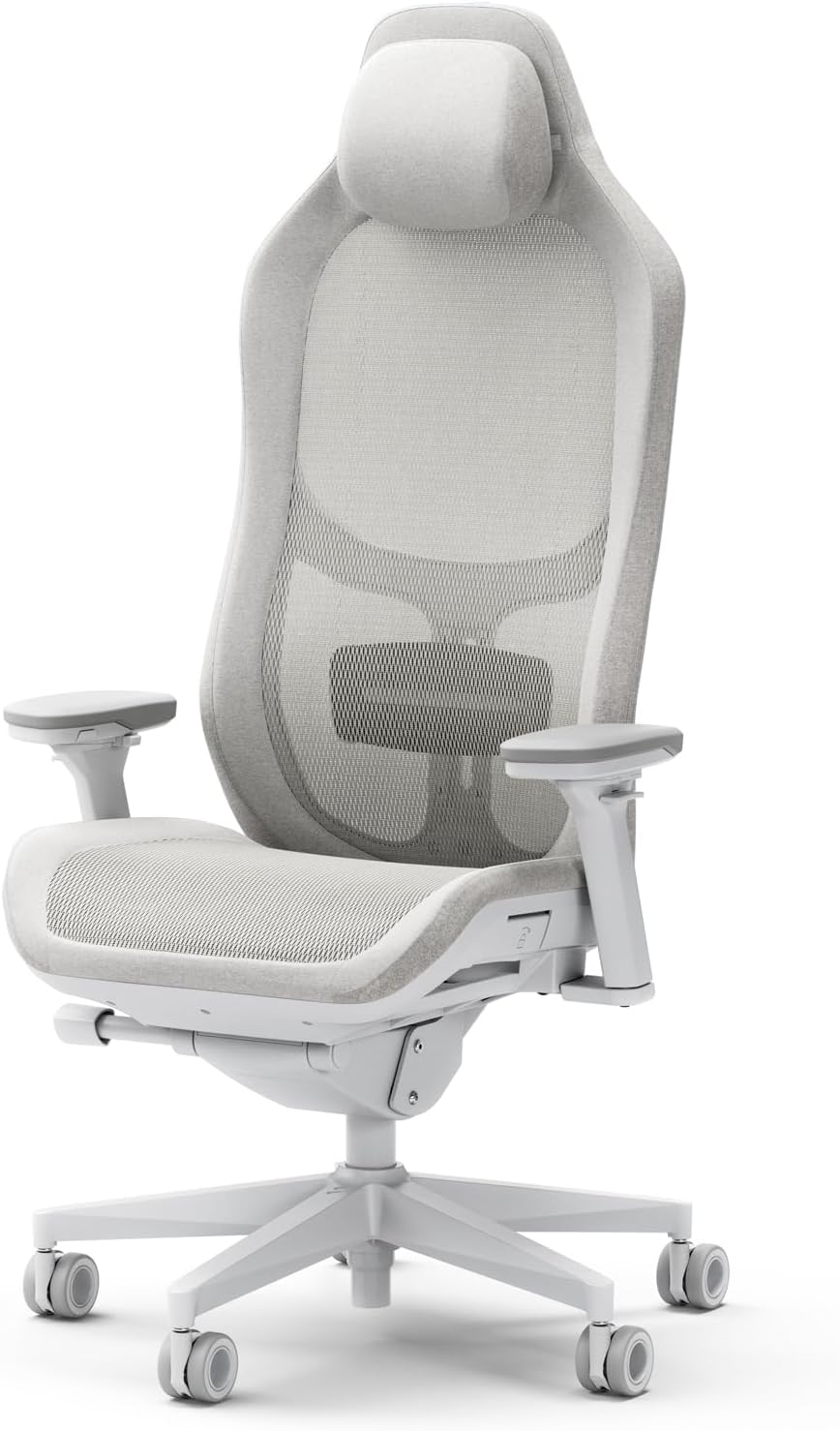 Fractal Design Refine Mesh Light Gaming Chair - Ergonomic Office Desk Chair Functionality with 4D Adjustable Armrests, High-Back Support, Lumbar Cushion, and Breathable Mesh