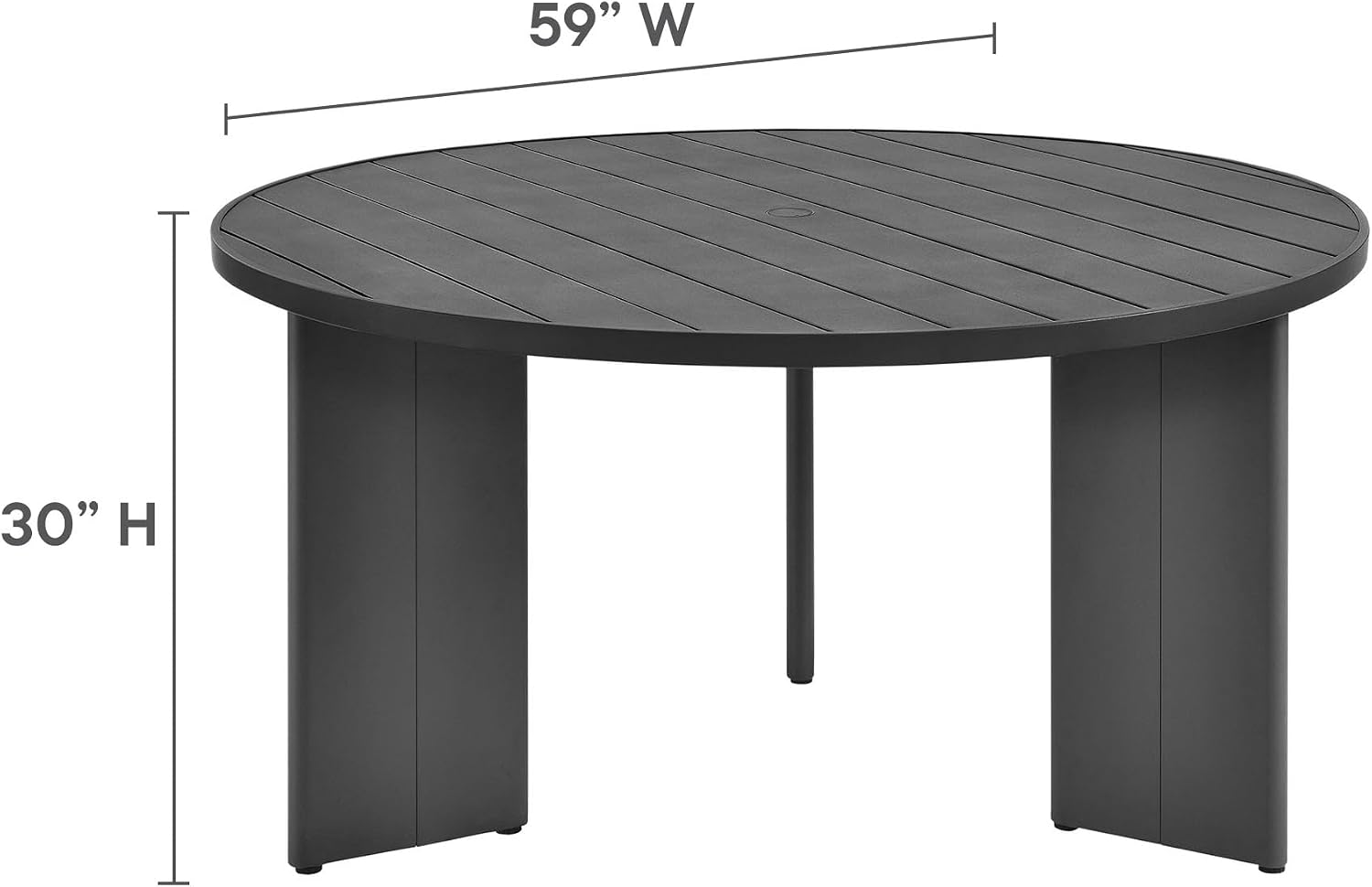 Modway Tahoe Outdoor Patio Powder-Coated Aluminum 5-Piece Dining Set in Gray White - Round Patio Furniture Set for 4 - Outside Table with Umbrella Hole and Cushioned Chairs - Modern Patio Set