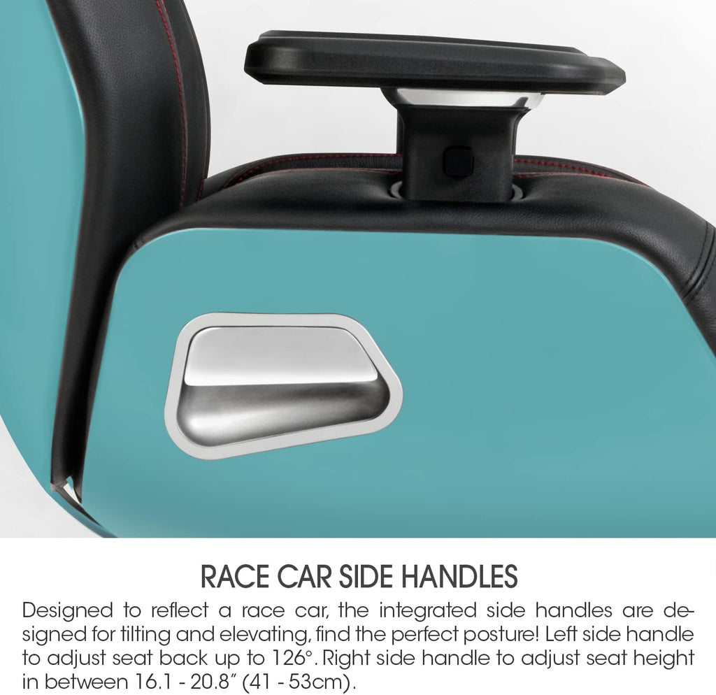 Thermaltake Argent E700 Real Leather Gaming Chair (Turquoise) Design by Studio F. A. Porsche, GGC-ARG-BTLFDL-01