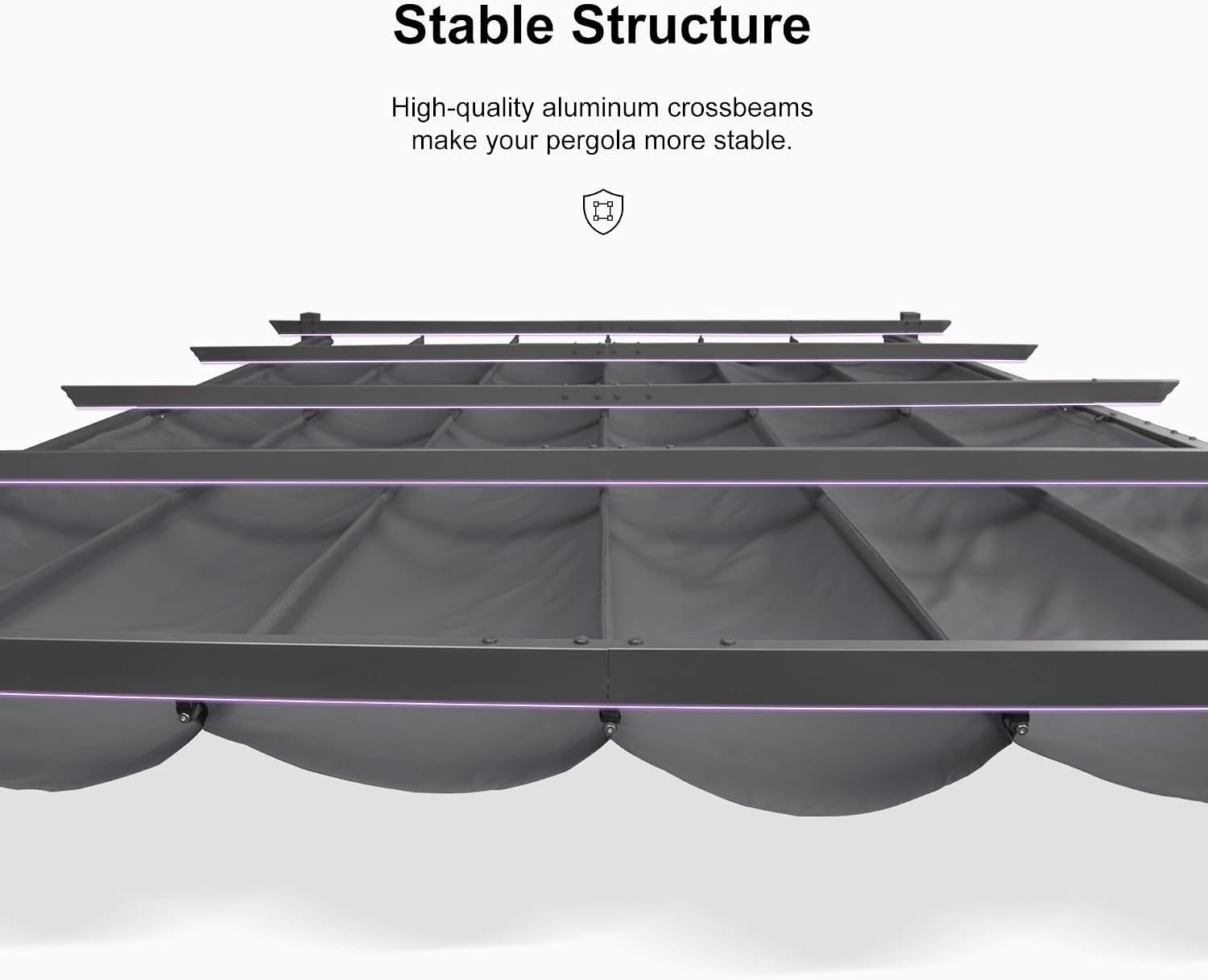 PURPLE LEAF 10' X 10' Outdoor Retractable Pergola with Sun Shade Canopy Patio Metal Shelter for Garden Porch Beach Pavilion Grill Gazebo Modern Yard Grape Trellis Pergola, Gray